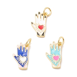 (52) Непрозрачная лаванда Кулон латунь эмаль, с целью перехода в кольце, долговечный, ладонь, разноцветные, 16x9x1.5 мм, Перейти кольцо: 5.5x1 мм, внутренний диаметр: 3.5 мм