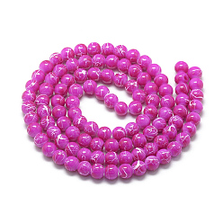 Magenta Drawbench Glass Beads Strands, Baking Painted, Dyed, Round, Magenta, 10mm, Hole: 1.5mm, about 85pcs/strand, 31.4 inch