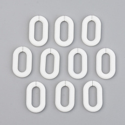 White Opaque Spray Painted Acrylic Linking Rings, Quick Link Connectors, for Cable Chains Making, Unwelded, Oval, White, 27x16.5x4.5mm, Inner Diameter: 18x7.5mm