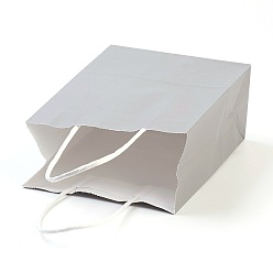 Gray Pure Color Kraft Paper Bags, Gift Bags, Shopping Bags, with Paper Twine Handles, Rectangle, Gray, 21x15x8cm