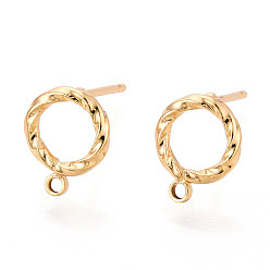 Настоящее золото 18K Изделия из латуни, долговечный, твист, без никеля , реальный 18 k позолоченный, 10x8 мм, отверстие : 1.2 мм, штифты : 0.8 мм