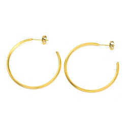 Настоящее золото 18K Ионное покрытие (ip) 304 серьги-кольца из нержавеющей стали, реальный 18 k позолоченный, 40x40x1.8 мм