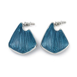 Стально-синий Серьги-гвоздики из латуни, платина, стальной синий, 36x11 мм