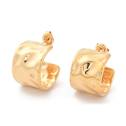 Настоящее золото 14K 304 стальные круглые серьги стержня из нержавеющей, серьги-кольца, реальный 14 k позолоченный, 21x15.5 мм