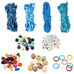 (52) Непрозрачная лаванда Сделай сам наборы для ключей, включая 4 цветные полиэстеровые и спандексные шнуры, 100шт акриловые бусины, 8шт. застежки из сплава с пружинным кольцом, разноцветные, 4 мм