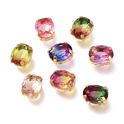 (52) Непрозрачная лаванда Шить на горный хрусталь, стекло горный хрусталь, с золотыми тонами латунных зубьев, аксессуары для одежды, овальные, граненые, разноцветные, 10x8x5.5 мм, отверстие : 0.8 мм