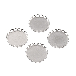 Нержавеющая Сталь Цвет Не тускнеет 316 хирургическая нержавеющая сталь кабошон подставка подставка, кружева края ободок чашки, плоско-круглые, цвет нержавеющей стали, 21x3 мм, внутренний диаметр: 20.5 мм