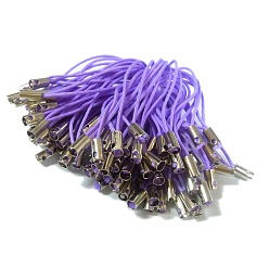 Lilac Mobile Phone Strap, Colorful DIY Cell Phone Straps, Nylon Cord Loop with Alloy Ends, Lilac, 50~60mm