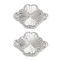 Платина Латунные текстурированные соединительные подвески, без кадмия, без никеля и без свинца, ссылки на сердечные цветы, платина, 14x10x2 мм, отверстие : 1.2 мм
