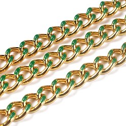 Dunkelgrün Panzerkette aus goldener Messing-Emaille, verdrillten Kette, cadmiumfrei und bleifrei, langlebig überzogen, mit Spule, ungeschweißte, dunkelgrün, 10.5x8x3.5 mm, 32.8 Fuß(10m)/Rolle
