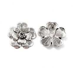 Antique Silver Tibetan Style Alloy Pendants, Flower, Antique Silver, 44.5x46x12mm, Hole: 5.3mm