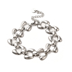 Stainless Steel Color Non-Tarnish 304 Stainless Steel Teardrop Link Chain Bracelets, Stainless Steel Color, 6-1/4 inch(16cm)