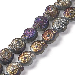 Темно-серый Стеклянные бусины с гальваническим покрытием , с полным покрытием цвета радуги, улитка, темно-серый, 12.5x11.5x4.5 мм, отверстие : 1 мм, около 50 шт / нитка, 24.41 дюйм (62 см)