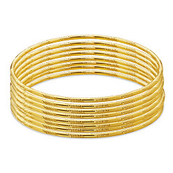 Латунь Наборы буддийских браслетов из латуни, реальный 24 k позолоченный, 2-1/2 дюйм (6.2 см), 8 шт / комплект