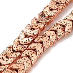 Гальванический Розовый Золотой Гальванические бусины из натуральной лавы, стрелка, покрытием из розового золота, 5.5~6x6~7x2.5 мм, отверстие : 0.9 мм, около 95 шт / нитка, 15.35'' (39 см)