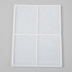 White Tarot Cards Silicone Molds, Resin Casting Molds, Epoxy Resin Craft Making, White, 184x134x6.5mm