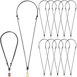 Черный 20шт. регулируемый вощеный полиэстеровый шнур для изготовления ожерелий, с латунной поручительств, платина, чёрные, 14.17~26.77 дюйм (36~68 см)