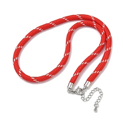 Red Ployester Core-Wrapped Round Cord Necklace Making, with Brass Finding, Platinum, Red, 17.72x0.18 inch(45x0.45cm)