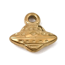 Real 18K Gold Plated 304 Stainless Steel Charms, Spaceship Charms, Ion Plating(IP), Real 18K Gold Plated, 11.5x12.5x3.5mm, Hole: 1.5mm