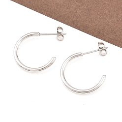 Нержавеющая Сталь Цвет 316 серьги-гвоздики из нержавеющей стали c-образной формы, с 304 берушами из нержавеющей стали и 316 штифтами из нержавеющей стали, ионное покрытие (ip), цвет нержавеющей стали, 19.5x2 мм