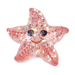 Морская звезда Кабошоны из смолы на тему морских организмов, с блестка, морская звезда, 28x31x8.5 мм