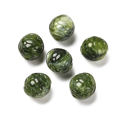 Dark Olive Green Two-tone Opaque Acrylic Beads, Turtle Shell, Dark Olive Green, 10~11x12mm, Hole: 1.8mm, about 625pcs/500g