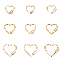 (52) Непрозрачная лаванда 9шт. 3 стилей карабинов-замков из цинкового сплава с винтовым креплением, сердце, разноцветные, 20~28.5x20.5~30x2~2.5 мм, 3 шт / стиль