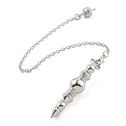 Платина Латунный маятник с большой остроконечной подвеской, с когтя омара застежками и цепи, стойки покрытие, платина, 245 мм, отверстие : 1.6 мм