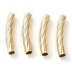Echt 24 k vergoldet Messingrohr Perlen, langlebig überzogen, gebogene Perlen, Drallrohr, echt 24 k vergoldet, 25x4 mm, Bohrung: 3 mm