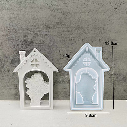 Дом Рождественская тема, украшения для подвесок своими руками, силиконовая форма, изготовление изделий из эпоксидной смолы, белые, дом, 129x92x15.5 мм, отверстие : 3 мм