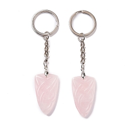 Розовый Кварц Брелок с подвеской в виде матросского узла из натурального розового кварца, с латунным кольцом для ключей, 9.5 см