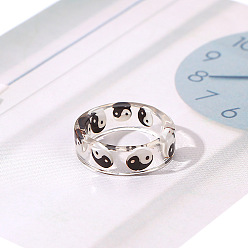 Yin-yang Прозрачные кольца из смолы для женщин, инь-ян, внутренний диаметр: 17 мм