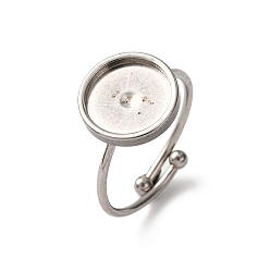 Нержавеющая Сталь Цвет Регулируемые 304 манжетные кольца из нержавеющей стали, с 201 подносом из нержавеющей стали, плоским круглым, цвет нержавеющей стали, лоток : 10 мм, 1 мм, внутренний диаметр: 17 мм