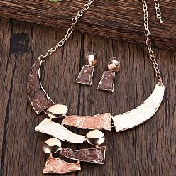 Кокосово-Коричневый Комплекты из трапециевидных ожерелий с эмалированным цинковым сплавом и серег-гвоздиков для женщин, золотые, кокосового коричневый, 420 мм