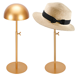 Золотой Регулируемые по высоте стенды для показа железных шляп, полукруглый, золотые, 16x31~51 см