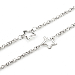 Нержавеющая Сталь Цвет Устойчивы к потускнению 304 цепи из нержавеющей стали, со звездообразными звеньями 201 из нержавеющей стали, пайки, с катушкой, цвет нержавеющей стали, звезды: 9x9x0.5 mm, ссылка: 2x1.5x0.5 mm, около 32.8 футов (10 м) / рулон