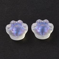 Clear Transparent Acrylic Beads, Glitter Powder, Cat Paw, Clear, 16x18.5x13mm, Hole: 3mm, about 208pcs/500g