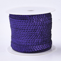Темно-Фиолетовый Орнамент аксессуары пластик блестка шарик пряди, с блеском порошок, отделка блестками, плоско-круглые, темно-фиолетовый, 6x0.3 мм, отверстие: 1.2 мм, около 100 ярдов / рулон
