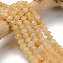 Бледно-Золотистый Природный Топаз нефрита бисер нитей, граненые, рондель, бледно золотарник, 8x5.5 мм, отверстие : 1.2 мм, около 69 шт / нитка, 15.16'' (38.5 см)