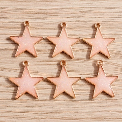 Бежевый Подвески из блестящего сплава с эмалью, золотой свет, звезда очарование, бежевые, 18x16 мм, 10 шт / комплект