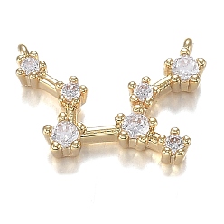 Дева Кулоны из латуни с прозрачным фианитом, долговечный, реальный 18 k позолоченный, созвездий, прозрачные, Дева, 11x15x2.5 мм, отверстие : 0.7 мм