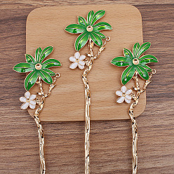 Light Gold Accessoires de bâton de cheveux en alliage, fleur, or et de lumière, 172x42mm