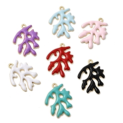 (52) Непрозрачная лаванда Подвески из эмали и сплава, коралл, золотые, разноцветные, 27x20x2.5 мм, отверстие : 1.8 мм
