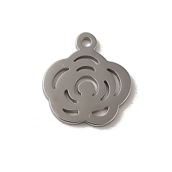 Edelstahl Farbe Anlaufgeschützt 304 Charms aus Edelstahl, Hochglanzpoliert, lasergeschnitten, Blumencharme, Edelstahl Farbe, 11.5x10.5x1 mm, Bohrung: 1 mm