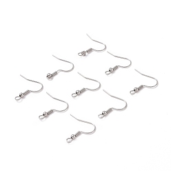 Stainless Steel Color 304 Stainless Steel Earring Hooks, with Horizontal Loop, Stainless Steel Color, 22mm, Hole: 2mm, 21 Gauge, Pin: 0.7mm