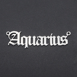 Водолей Не тускнеет 201 звенья из нержавеющей стали, двенадцать созвездий, старый английский, лазерная резка, Водолей, 10x37x1 мм, отверстие : 1.2 мм