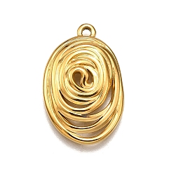 Настоящее золото 18K 304 подвески из нержавеющей стали, овальный шарм, реальный 18 k позолоченный, 24x15.5x3.5 мм, отверстие : 1.6 мм