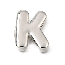 Letter K Прелести латунных слайд, буквы, цвет нержавеющей стали, Письмо K, 25x20x5 мм, отверстие : 11x2 мм