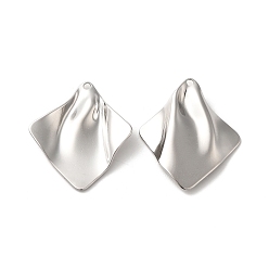 Нержавеющая Сталь Цвет Не тускнеет 304 подвеска из нержавеющей стали, ромбовидный шарм, цвет нержавеющей стали, 34x29.5x5 мм, отверстие : 1.8 мм