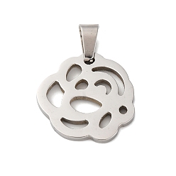 Нержавеющая Сталь Цвет 304 подвески из нержавеющей стали, цветочный шарм, анти-тускнение, цвет нержавеющей стали, 18.5x19.5x2 мм, отверстие : 5.5x3.5 мм